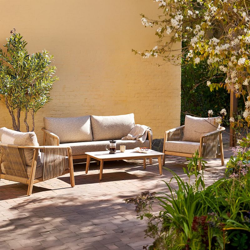 Fargo loungesett 2+1+1 - Taupe / wood look | House Nordic