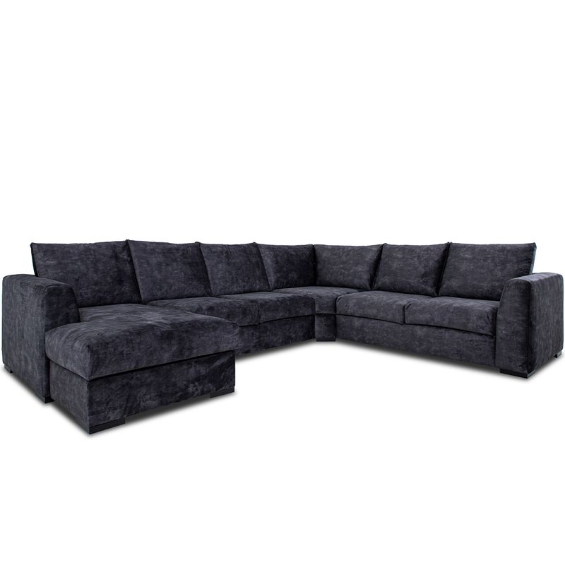 Chill hjørnesofa med sjeselong 345x275 cm – Adore Fuji velur