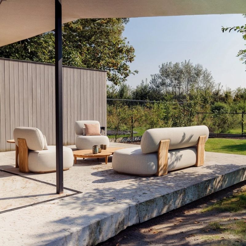 Ruby loungestol ute - teak & Quick Dry