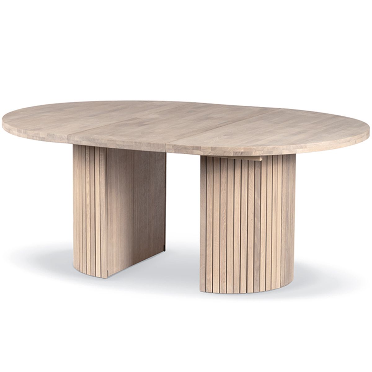 Sophisticate 135+50 Spisebord heltre massiv eik Ø135 cm hvitoljet