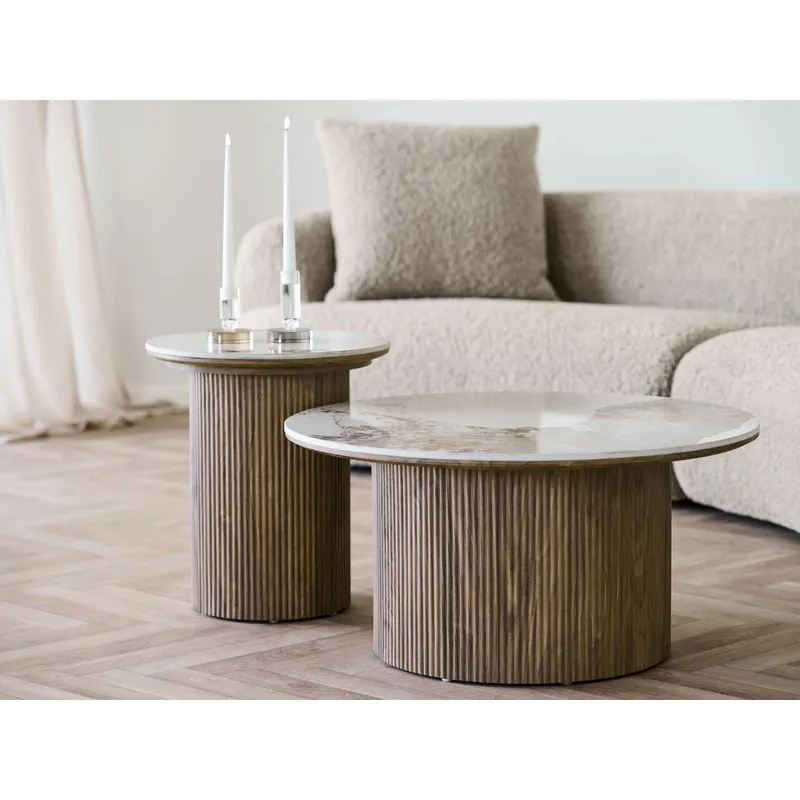 Athens sofabord Ø80 cm - keramisk bordplate