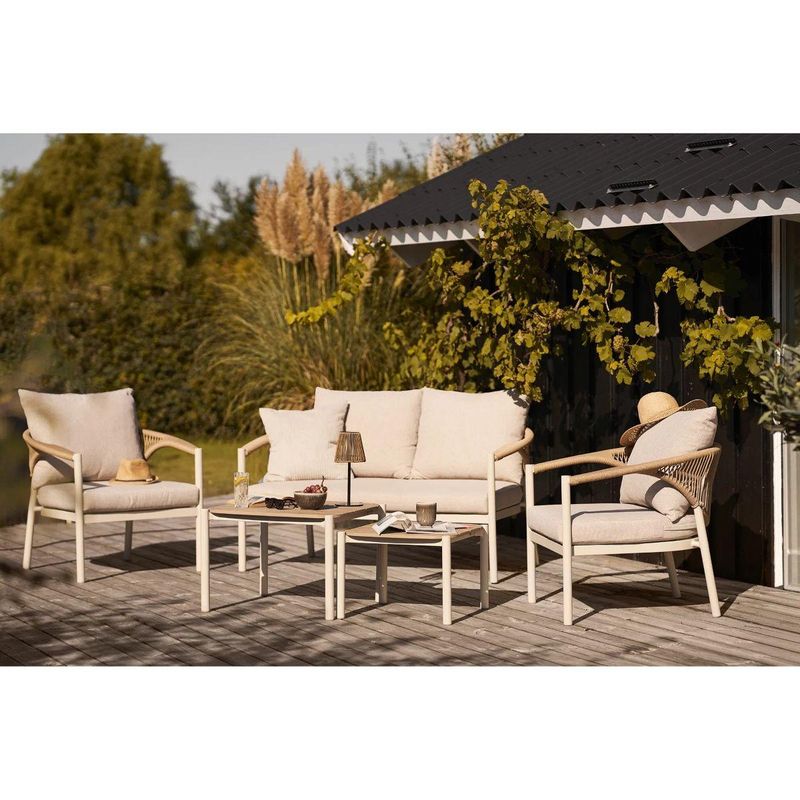Abela Loungesett 2+1+1 - Aluminium & Kunstrotting | House Nordic