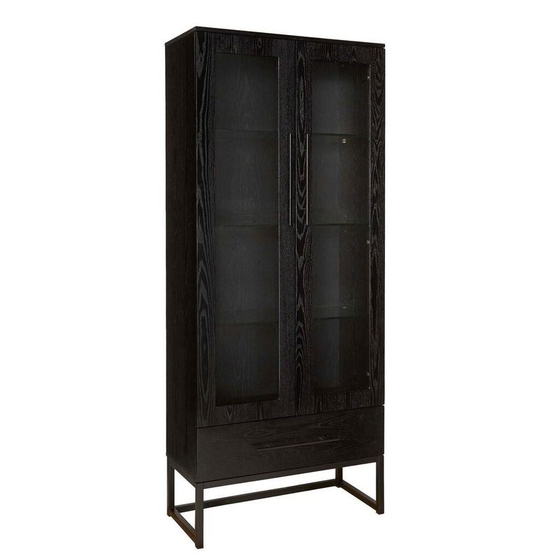 Lavall vitrineskap sort ask finer - Bredde 80cm H: 190cm