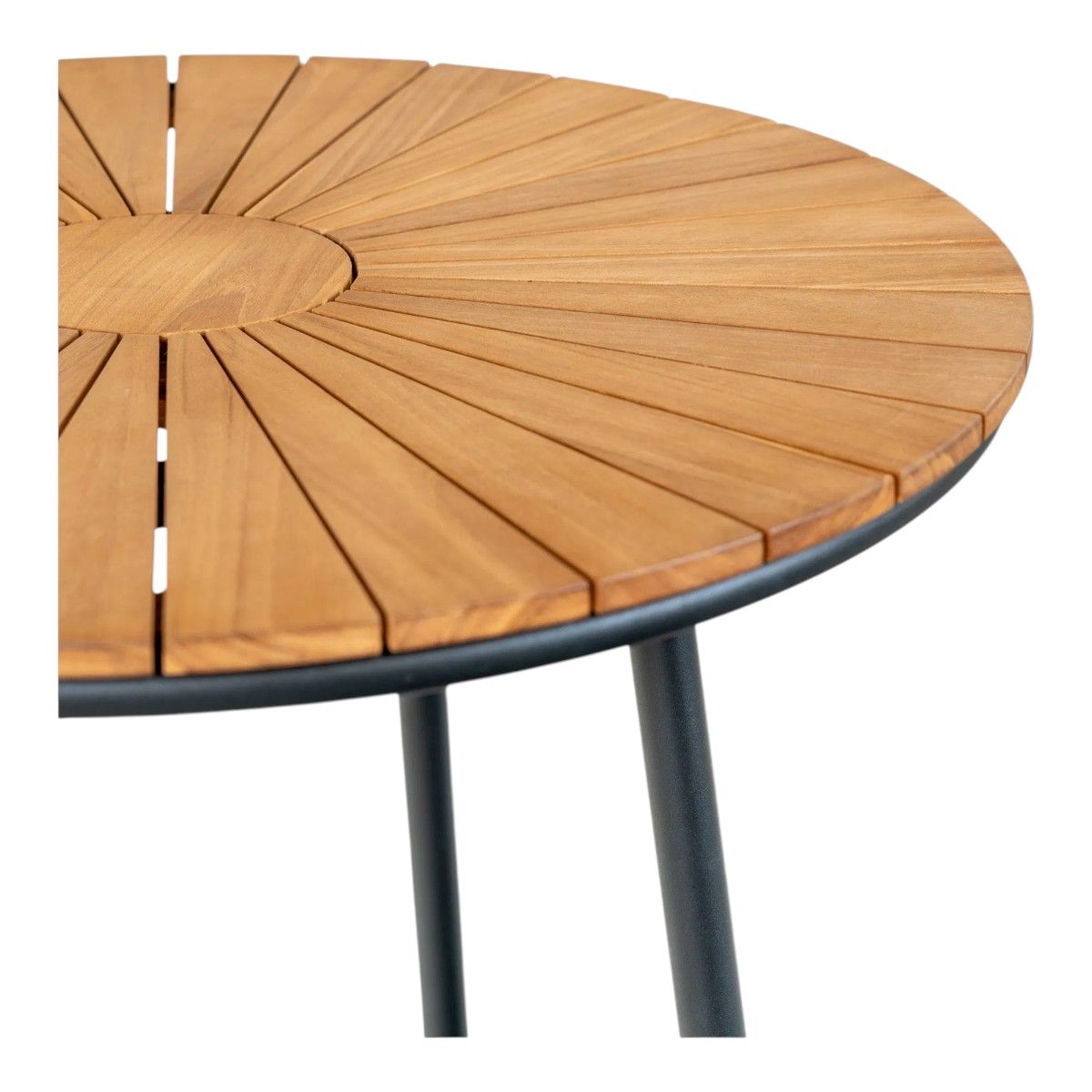 Cleveland Spisebord Ø130 – Teak / Sorte Ben | House Nordic