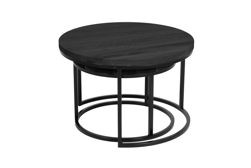 Mango sofabord sett heltre sortbeiset ask 75/60cm