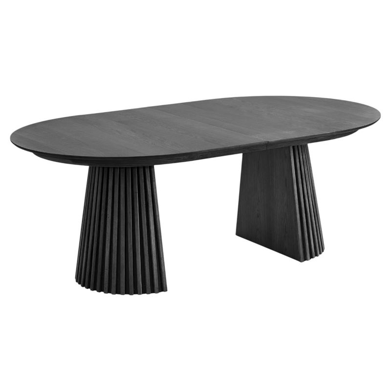 Osaka Ovalt Spisebord med uttrekk 120x200 - inkl 2 illeggsplater | Black Oak