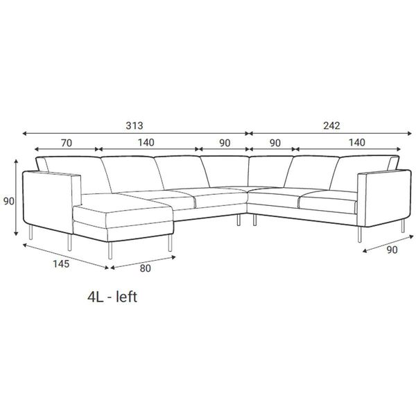 Hovedbilde Dublin Oppsett 4 Hjørnesofa Colorado ECO skinn ...