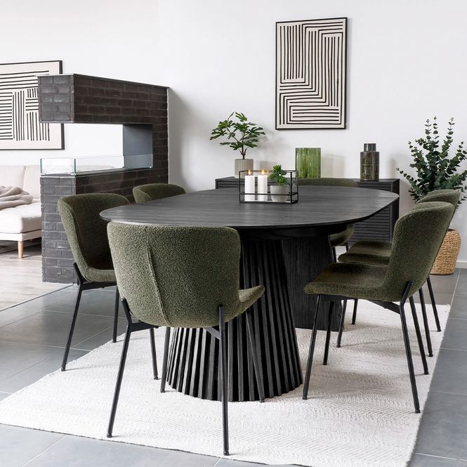 Hovedbilde Osaka Ovalt Spisebord med uttrekk 120x200 - inkl 2 illeggsplater | Black Oak