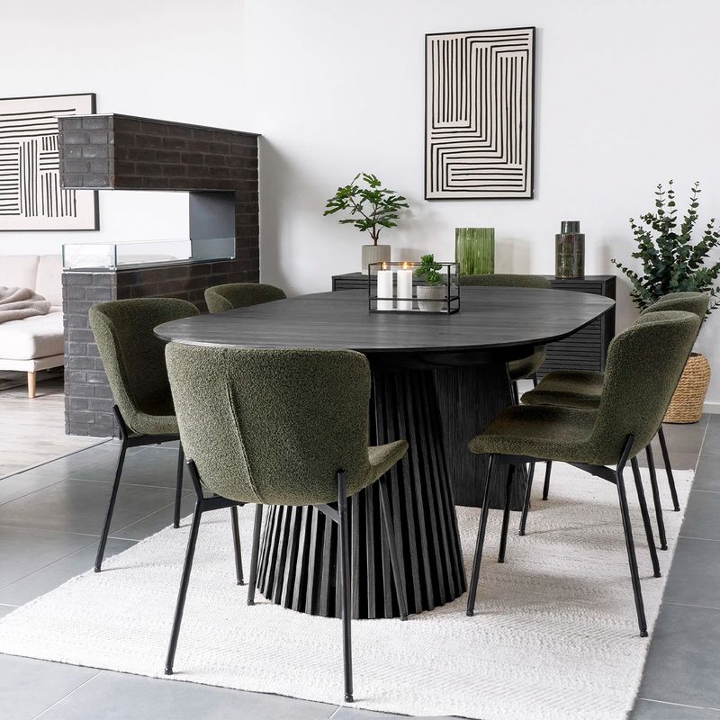 Osaka Ovalt Spisebord med uttrekk 120x200 - inkl 2 illeggsplater | Black Oak