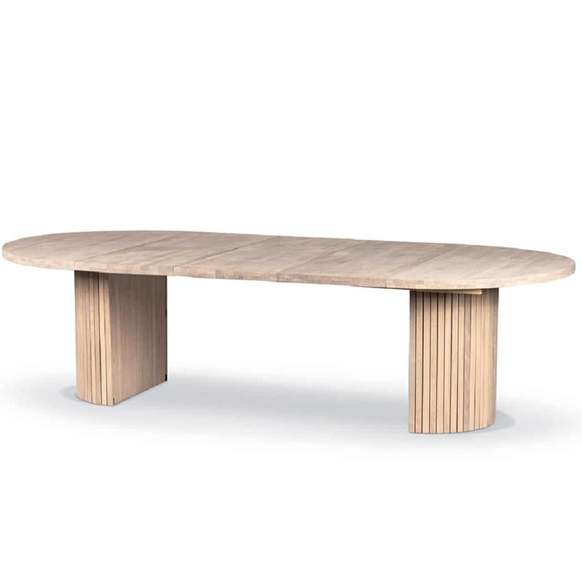 Sophisticate 135+50 Spisebord heltre massiv eik Ø135 cm hvitoljet