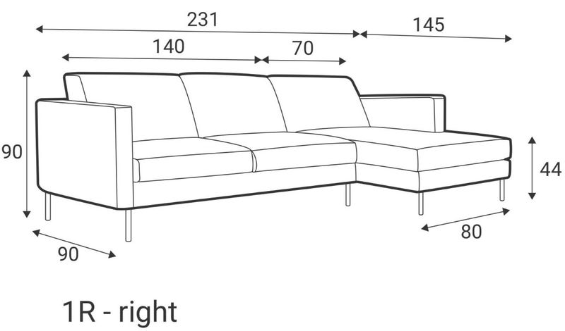 Dublin oppsett 1 3 seter sofa 231 cm med sjeselong Colorado ECO 