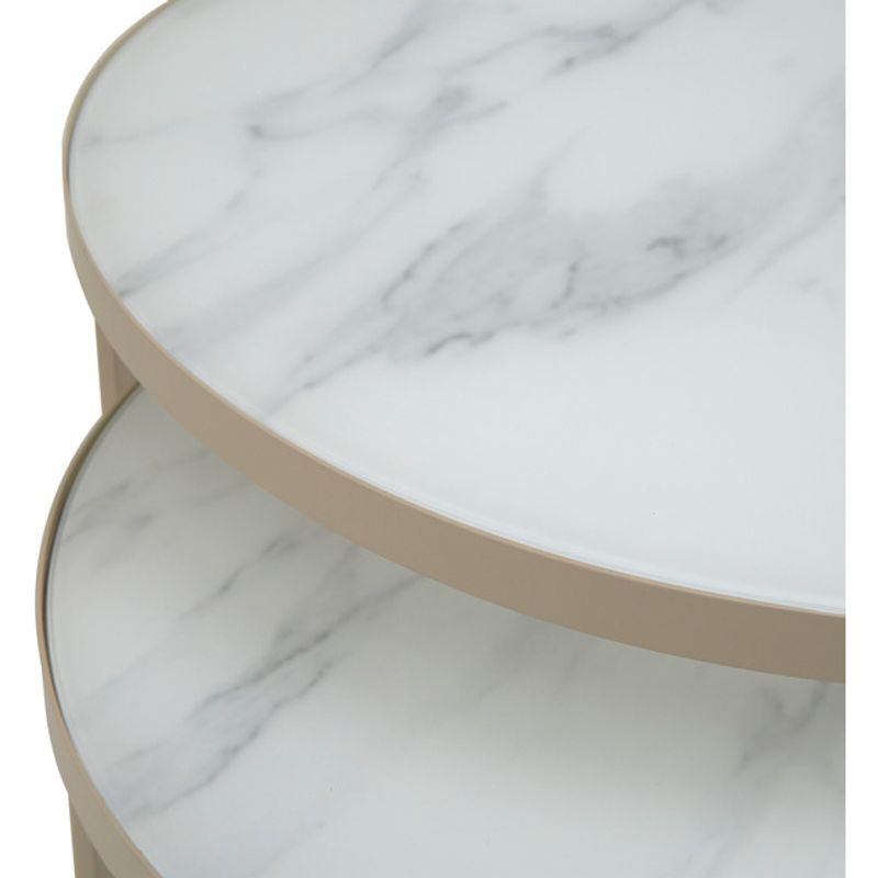 Nakameguro sofabordsett – marmorprint & beige base
