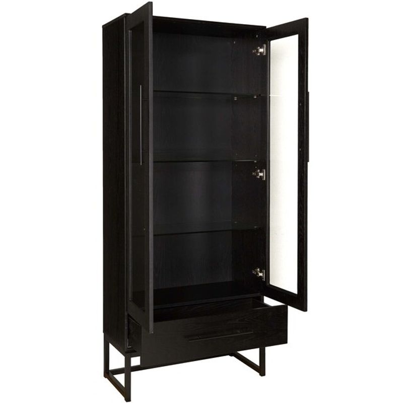 Lavall vitrineskap sort ask finer - Bredde 80cm H: 190cm
