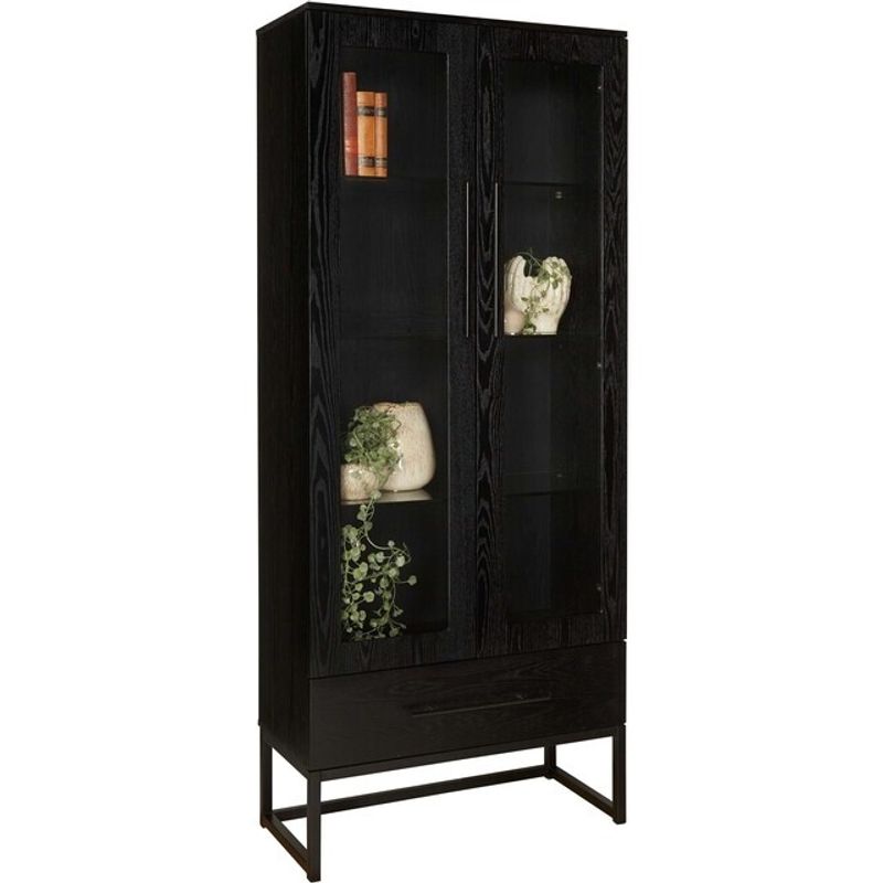 Lavall vitrineskap sort ask finer - Bredde 80cm H: 190cm